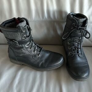 Ugg black leather waterproof boots size 7